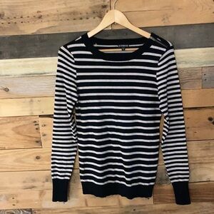 NWT express black cream striped sweater petite